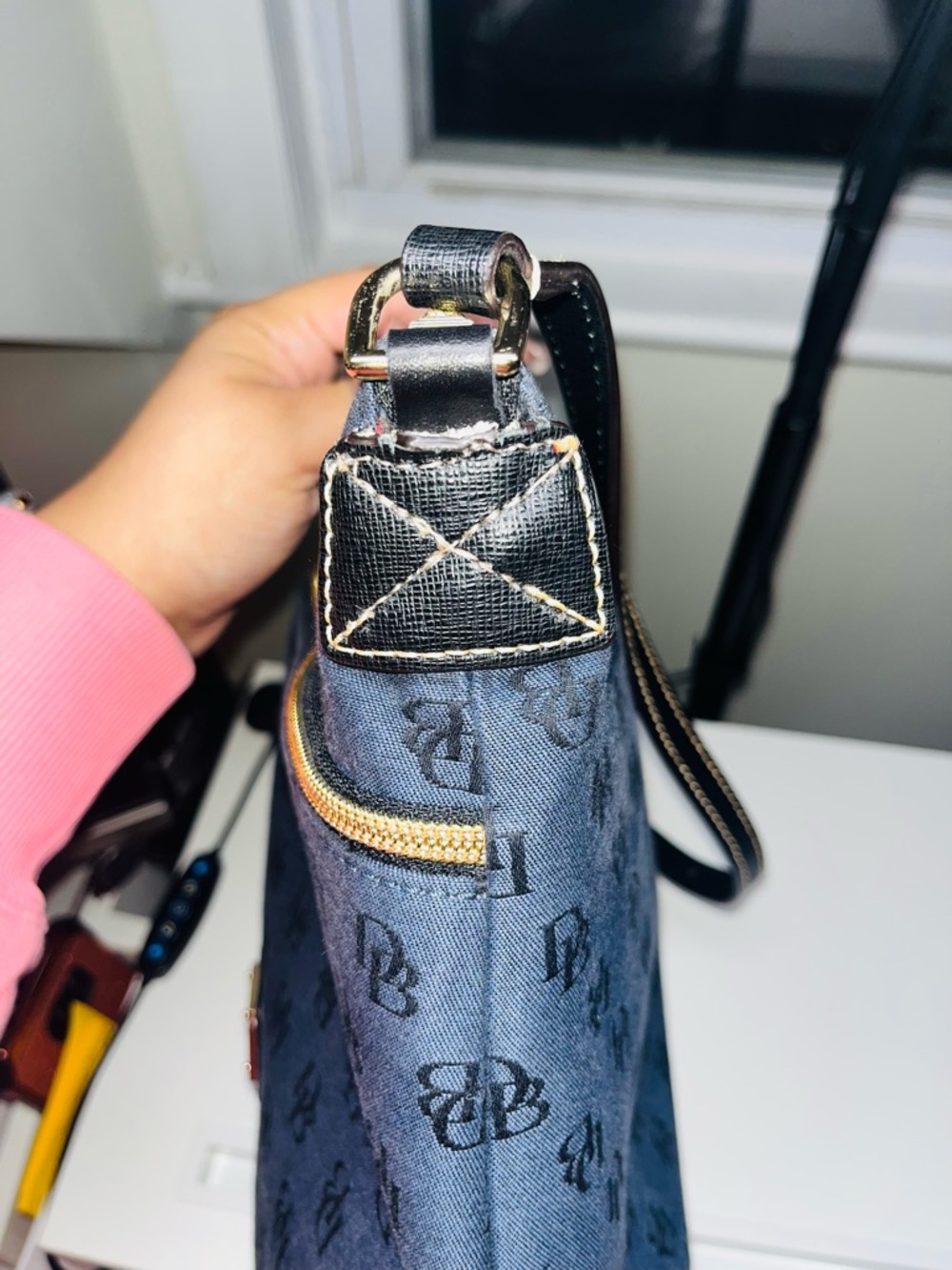 Dooney & Bourke Navy/Black Signature Crossbody Bag - Picture 12 of 12